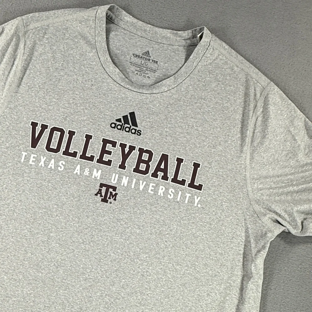 Texas A&M Aggies Volleyball Shirt Gray Large Dri-Fit University Logo Adidas